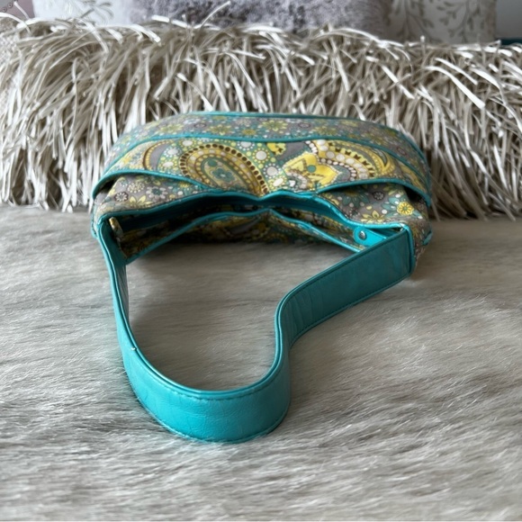 VERA BRADLEY Lemon Parfait Hobo Bag Frill Yellow Turquoise Paisley 2011 Floral - Picture 8 of 12